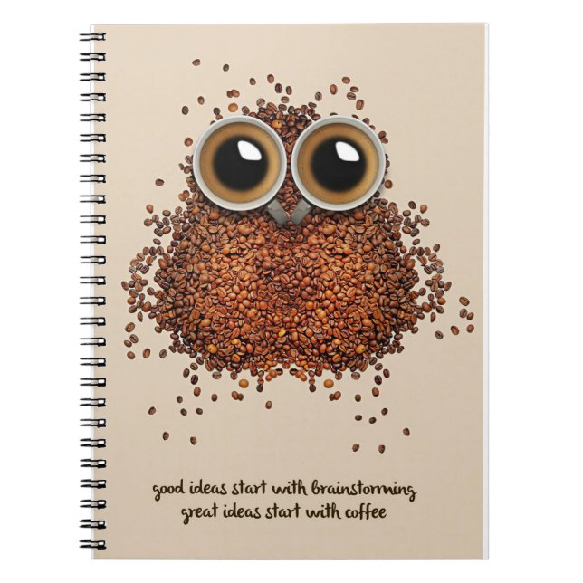 Coffee Lover Coffee Owl Notebook (Front)