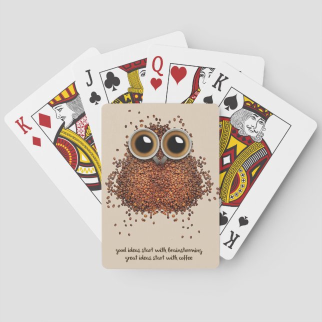 Coffee Lover Coffee Owl Playing Cards (Back)