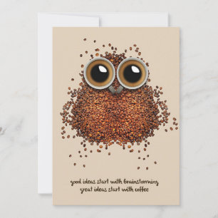 Coffee Lover Coffee Owl Thank You Card