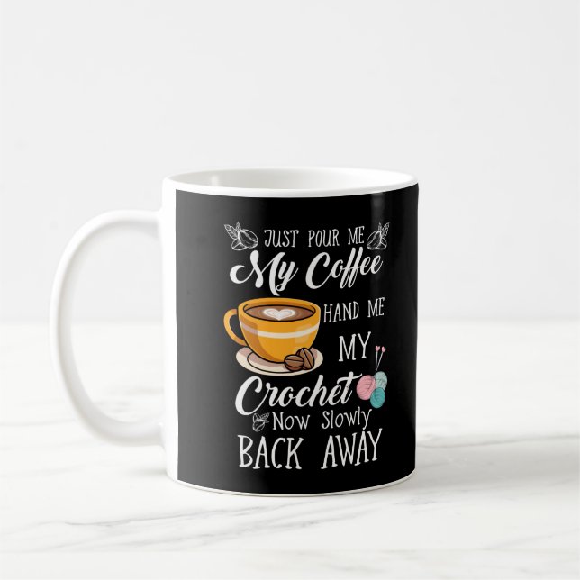 Coffee Lover Crochet Lady Crocheting Yarn Humour Coffee Mug (Left)