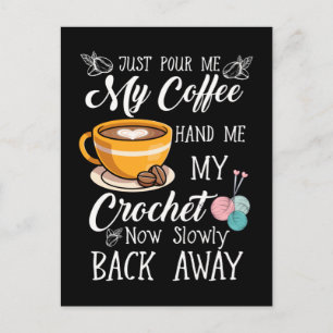 Coffee Lover Crochet Lady Crocheting Yarn Humour Postcard