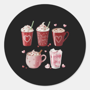 Coffee Lover Cups Coffee Cups Valentine Romantic Classic Round Sticker