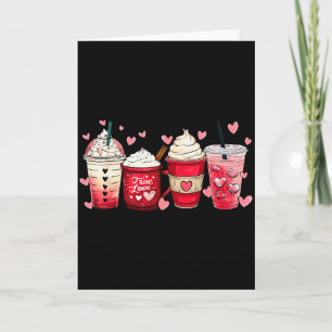 Coffee Lover Cups Latte Iced Cream Valentines Day Card