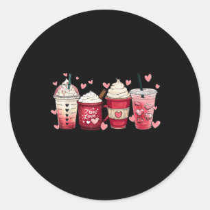Coffee Lover Cups Latte Iced Cream Valentines Day  Classic Round Sticker