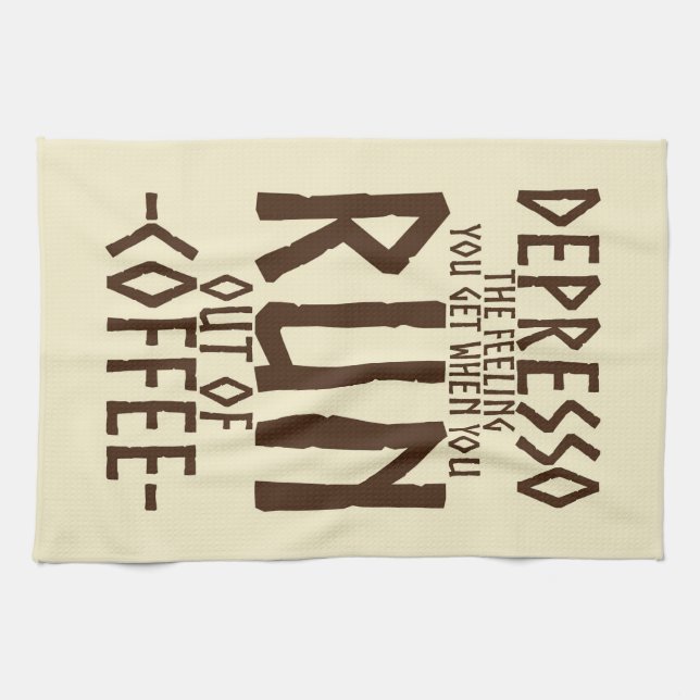 Coffee Lover Depresso Artwork Tea Towel (Horizontal)