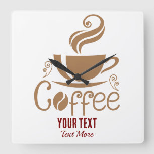 Coffee Lover Design – Minimal Coffee Cup Graphic Square Wall Clock