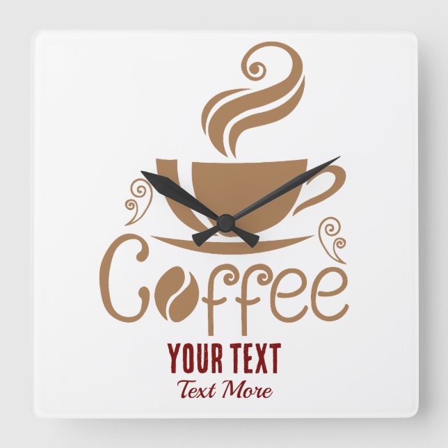 Coffee Lover Design – Minimal Coffee Cup Graphic Square Wall Clock (Front)