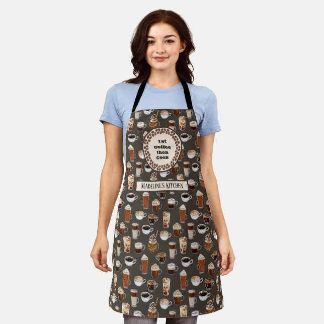 Coffee Lover First Coffee Then Cook Apron (Worn)