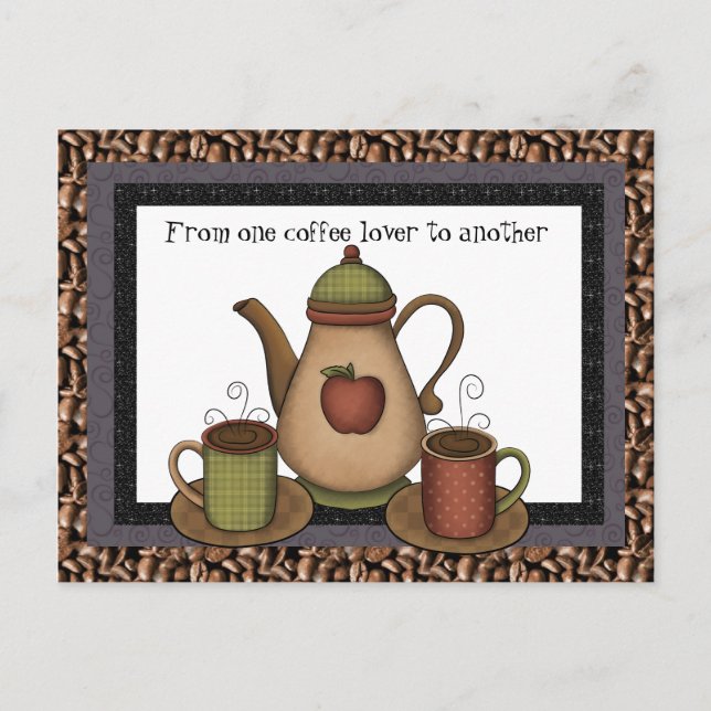 Coffee Lover fun cartoon postcard (Front)