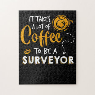 Coffee Lover Funny Surveyor Engineer Construction Jigsaw Puzzle
