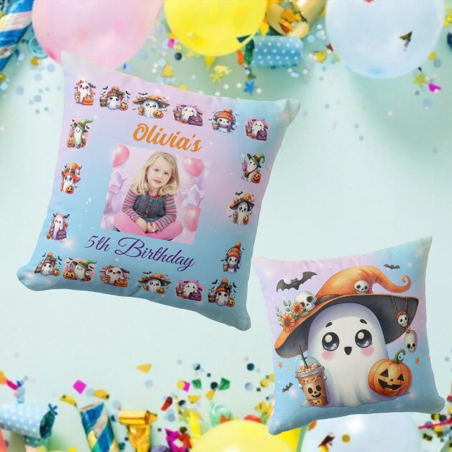 Coffee Lover Ghost Throw Pillow Birthday Decor (Creator Uploaded)