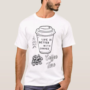 Coffee Lover Gift: Cup & Beans T-Shirt Design