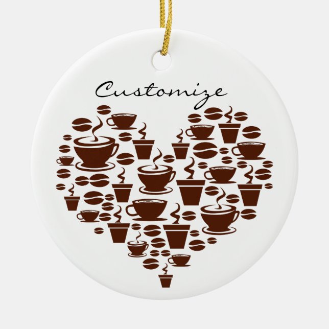 Coffee Lover Heart Thunder_Cove Ceramic Ornament (Front)