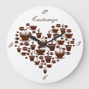 Coffee Lover Heart Thunder_Cove Large Clock