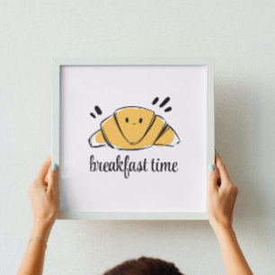 Coffee Lover Ink Sketch Croissant Poster