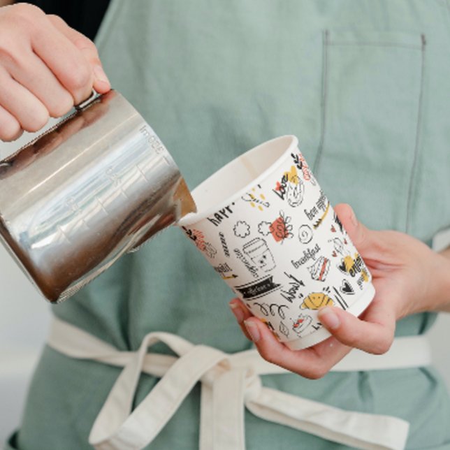 Coffee Lover Ink Sketch Pattern Paper Cups (Creator Uploaded)