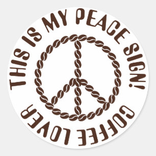COFFEE LOVER isolated creative peace sign Classic Round Sticker