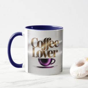 Coffee Lover Modern Metallic Silver Mug