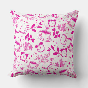 coffee lover modern vintage modern pink pattern cushion