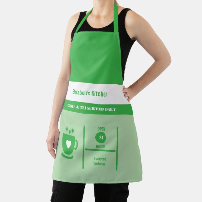 Coffee lover name kitchen green apron (Insitu)