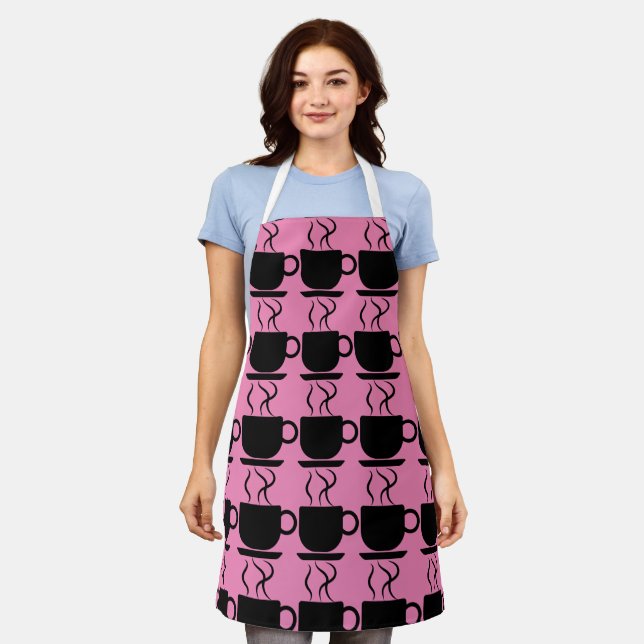 COFFEE LOVER PINK KITCHEN APRON (Worn)