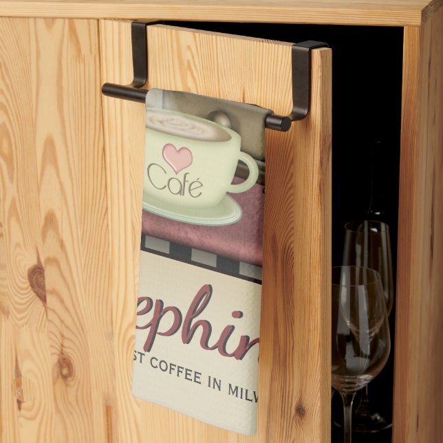 Coffee Lover Retro Café Diner Tea Towel (Thirds Fold)