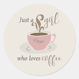 Coffee Lover Retro Style Personalised Cute Classic Round Sticker