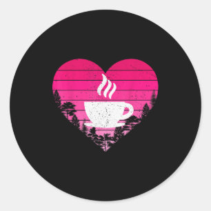Coffee Lover Retro Vintage Heart Coffee Valentines Classic Round Sticker