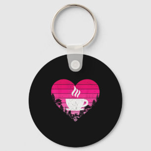 Coffee Lover Retro Vintage Heart Coffee Valentines Key Ring