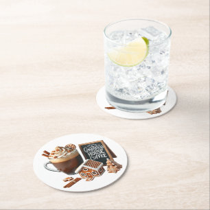 Coffee Lover’s Delight Sublimation Design Round Paper Coaster