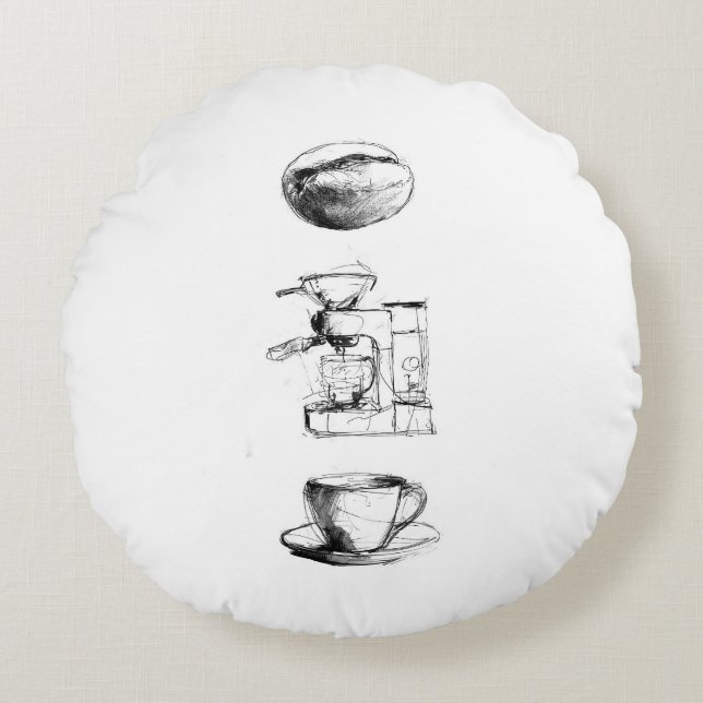 Coffee Lover Set Round Cushion (Front)