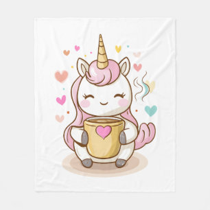 Coffee Lover Unicorn (1) Fleece Blanket