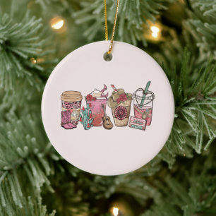 Coffee Lover Western Cowboy Ceramic Ornament