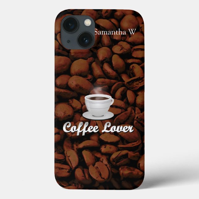 Coffee Lover, White Cup/Brown Beans Case-Mate iPhone Case (Back)