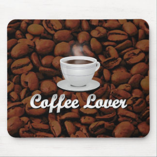 Coffee Lover, White Cup/Brown Beans Mouse Pad