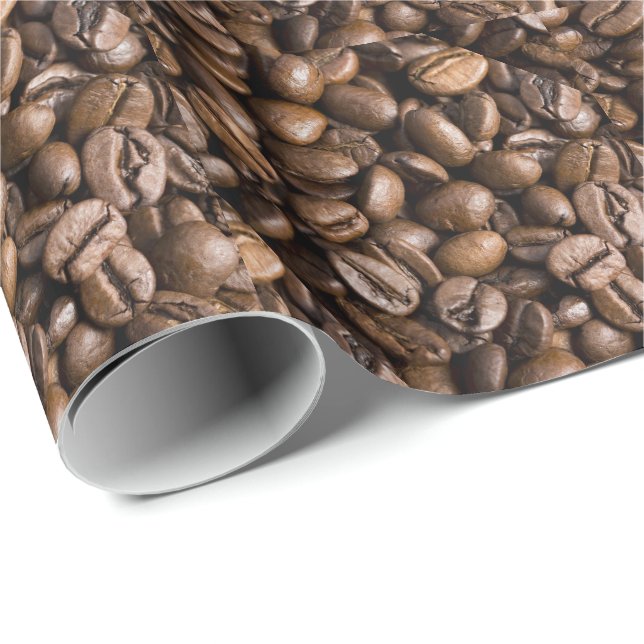 Coffee Lovers Beans Brown Background Wrapping Paper (Roll Corner)