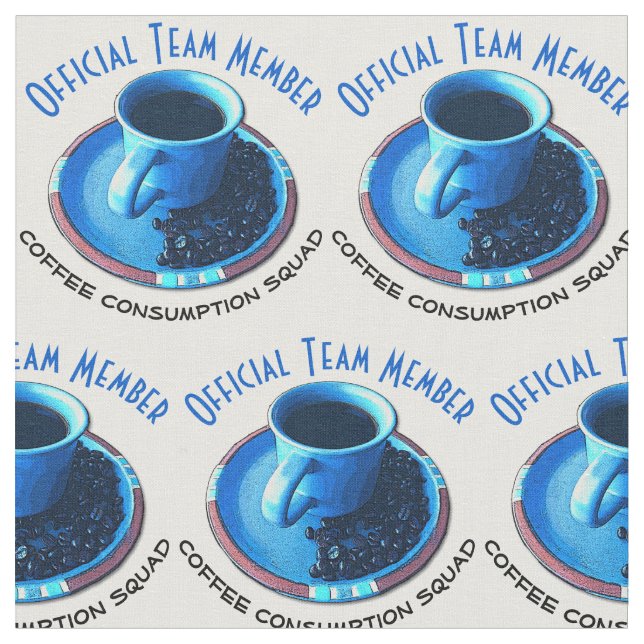 Coffee Lovers Beans Cup Team Member Design Fabric (Close Up)