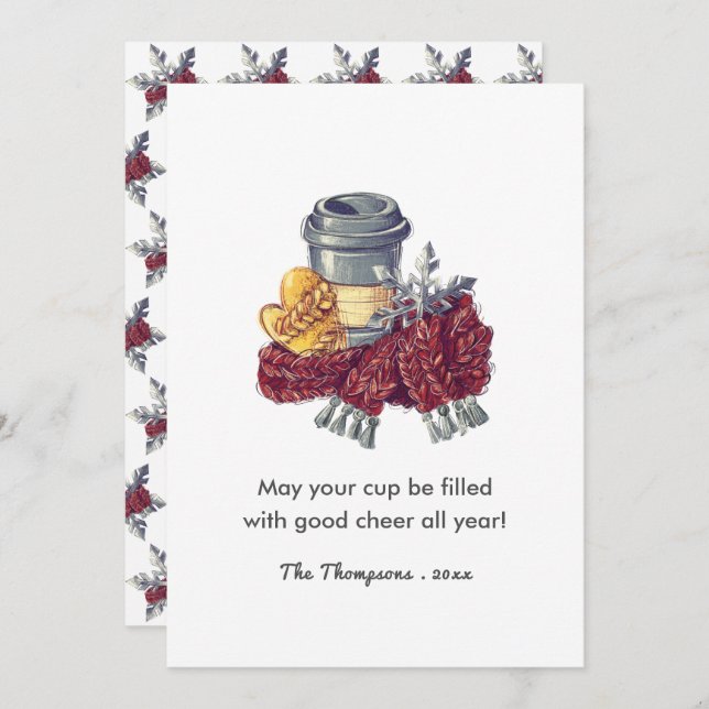 Coffee Lover's Christmas Cheer Greeting Card (Front/Back)