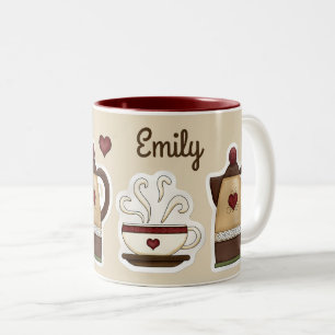 Coffee Lovers Coffee Pot and Cup Personalised