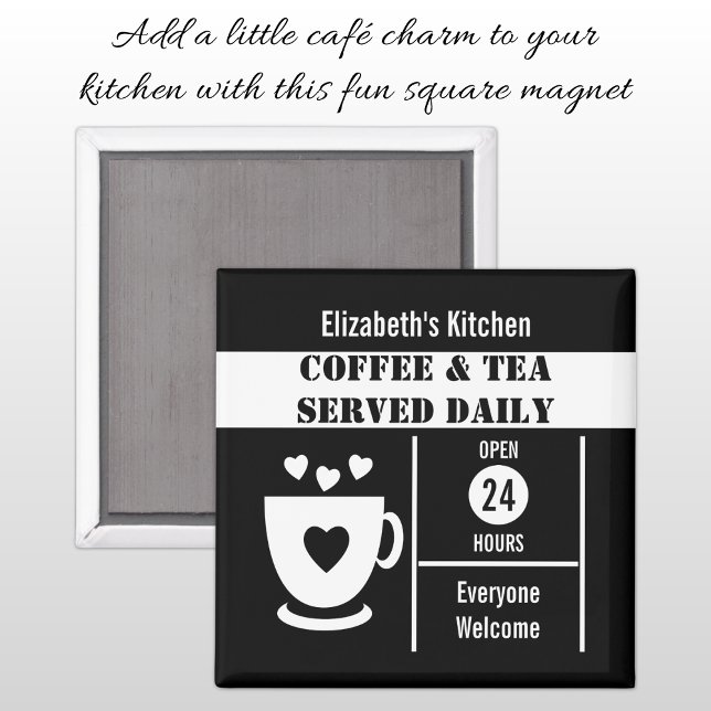 Coffee lovers custom name white black magnet (Creator Uploaded)