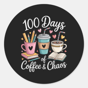 Coffee Lovers Cute Teacher 100th Day Of School Classic Round Sticker