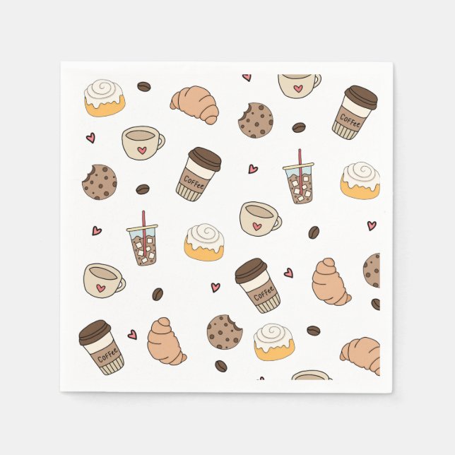 Coffee lovers decorative pillow napkin (Front)