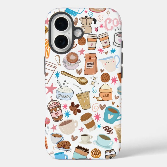 Coffee Lover's Doodle iPhone / iPad case (Back)