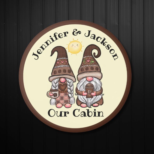 Coffee Lovers Gnome Couple Cruise Door Marker Magnet (Coffee Lover Cruise Door Magnet)