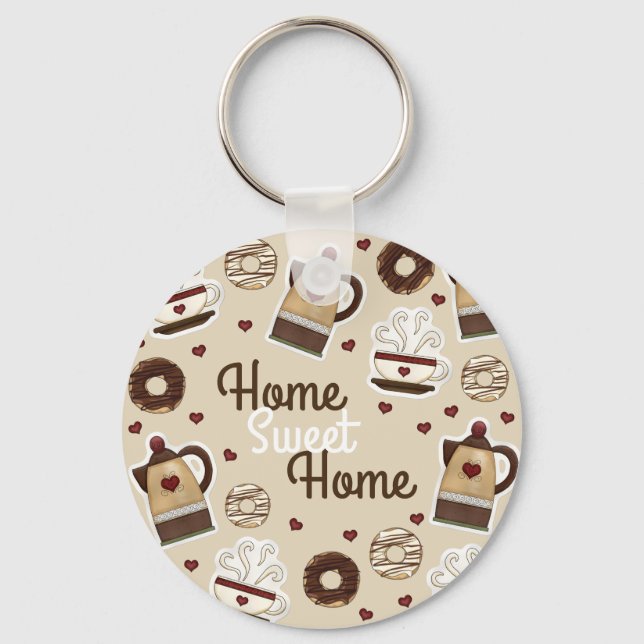 Coffee Lovers Home Sweet Home Key Ring (Front)