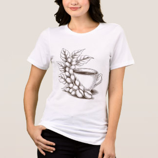 Coffee Lover's Line Art T-Shirt - Brewed Mood Tri-Blend Shirt