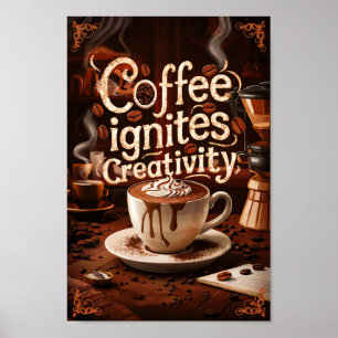Coffee Lovers Motivational Quotes of Creativity Poster