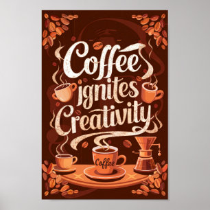 Coffee Lovers Motivational Quotes of Creativity Poster