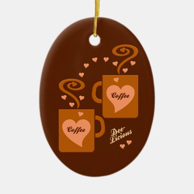 Coffee Lovers ornament, customise Ceramic Tree Decoration (Front)