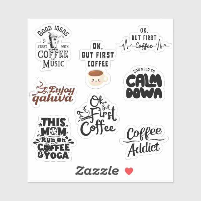 Coffee Lovers Pack Set Typography Funny (Sheet)